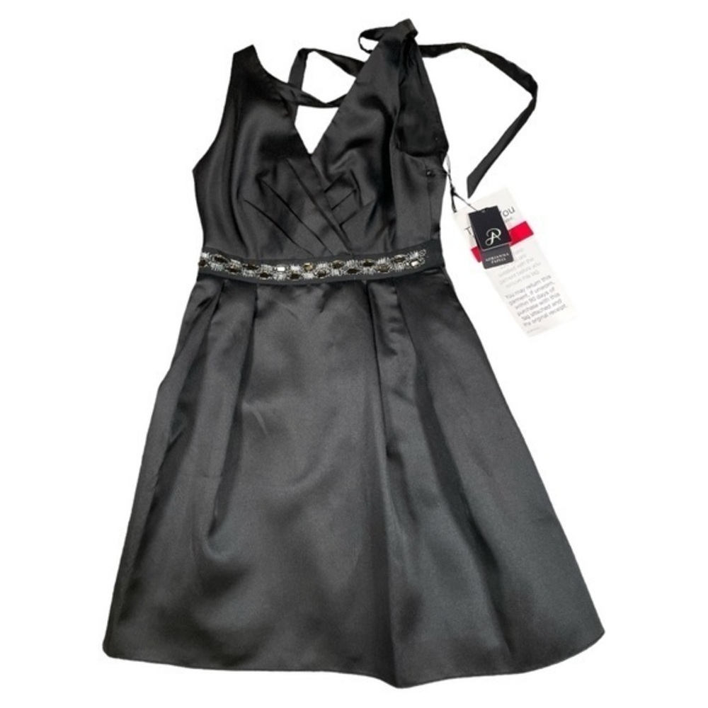 Adrianna Papell Black Formal Dress A Line Embellished Party Glam‎ Hoco 4 NWT